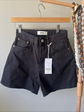 PROJECT Buck Mason Black High-Rise Jean Rider Shorts Women’s 24 NWT